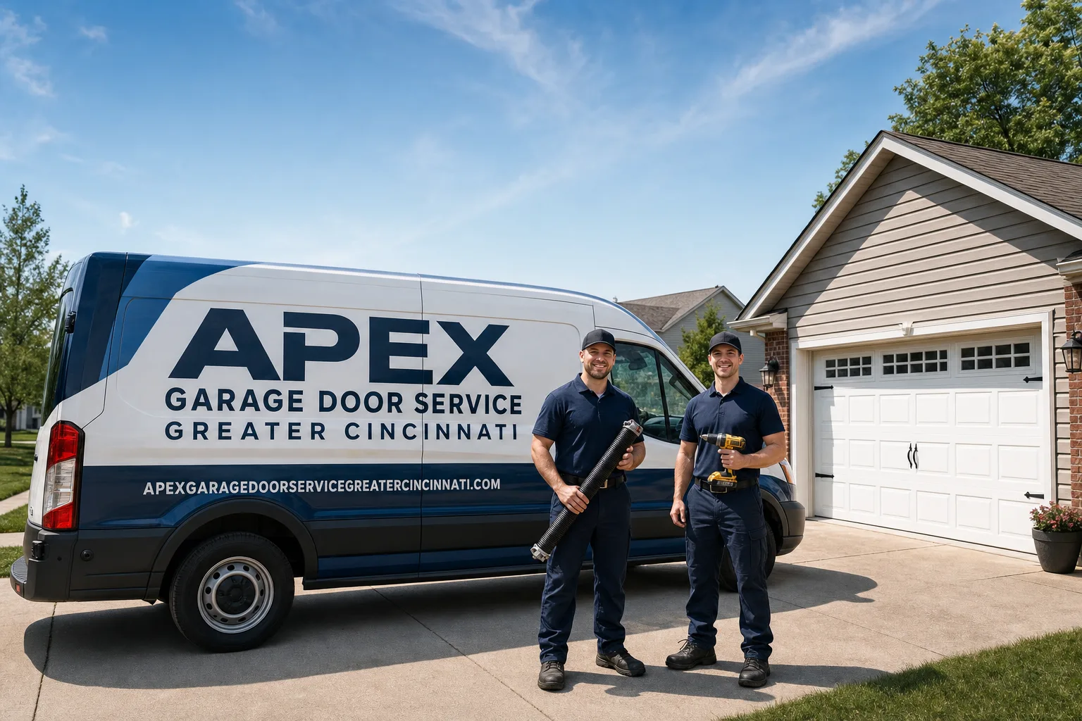 Apex Garage Door Service Greater Cincinnati service vehicle and crew in Cincinnati, OH